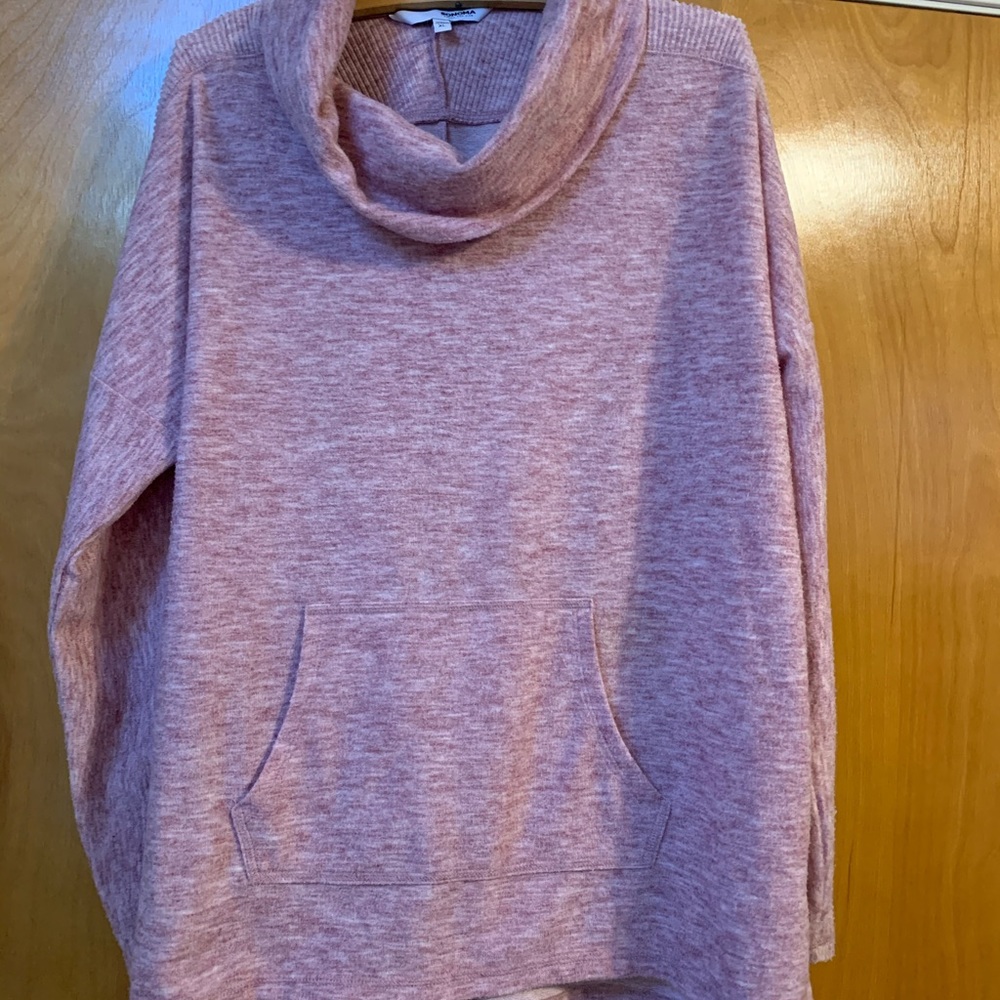 Heather pink cowl neck sweater
